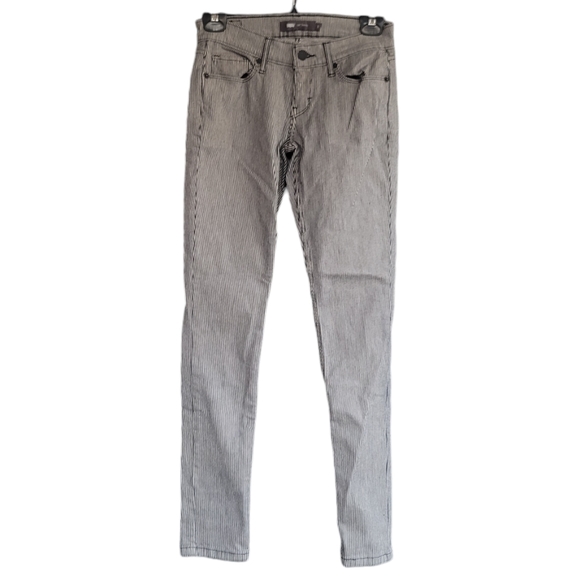Levis 524 Engineer Railroad Black Striped Skinny Jeans 3 - Picture 1 of 8